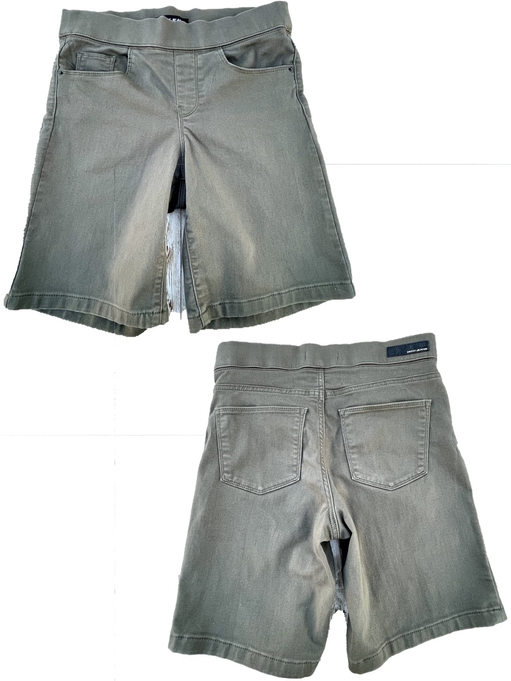 Bermuda Shorts Sz S Stretchy Jeans Pull-On Waist Army Sage Green 90s Skater DKNY